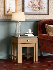 Laura Ashley Washed Oak Braystone 1 Drawer Nest Of Tables - Image 2 of 8