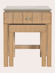 Laura Ashley Washed Oak Braystone 1 Drawer Nest Of Tables - Image 3 of 8