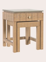 Laura Ashley Washed Oak Braystone 1 Drawer Nest Of Tables - Image 4 of 8