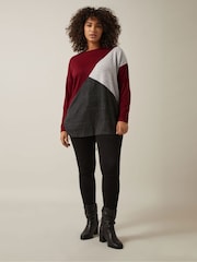 Evans Red Colour Block Jumper - Image 2 of 5