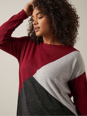 Evans Red Colour Block Jumper - Image 4 of 5