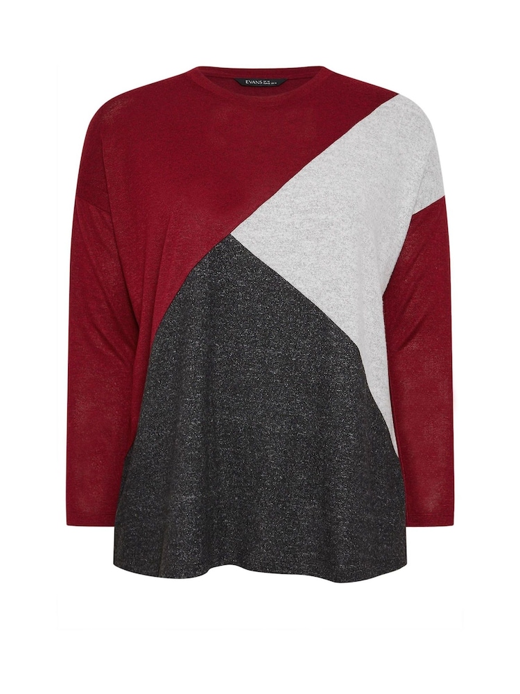 Evans Red Colour Block Jumper - Image 5 of 5