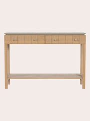 Laura Ashley Washed Oak Braystone 2 Drawer Console Table - Image 4 of 7
