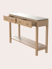 Laura Ashley Washed Oak Braystone 2 Drawer Console Table - Image 7 of 7
