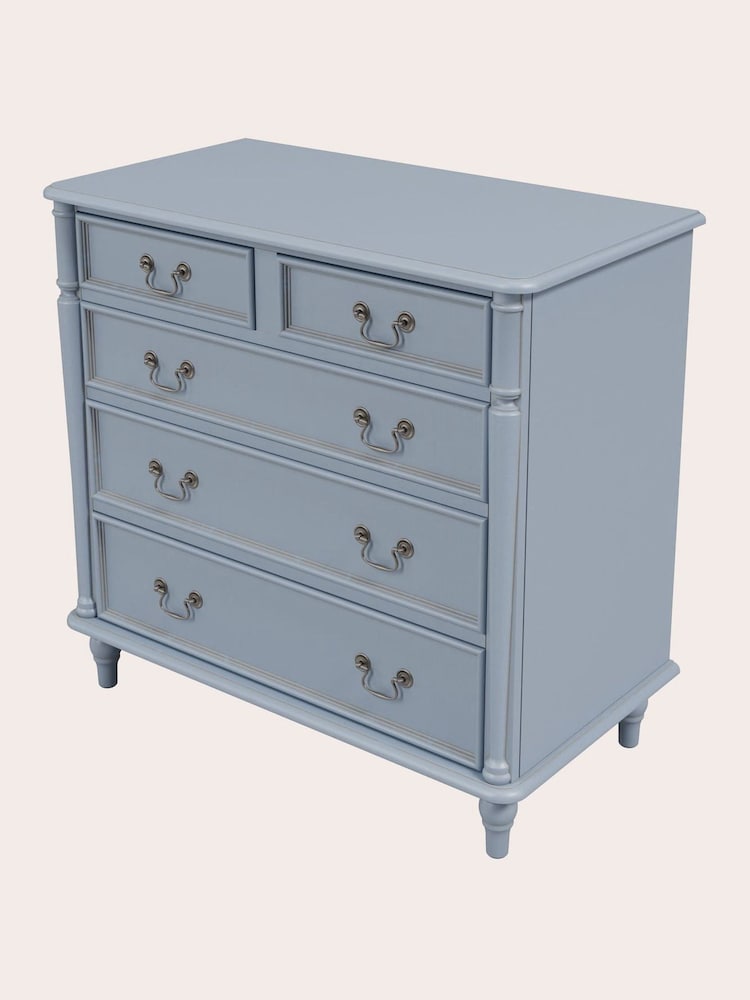 Laura Ashley Blue Clifton Chest of 5 Drawer Drawers - Image 4 of 4