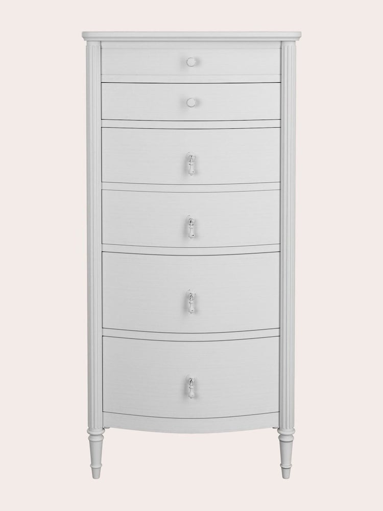Laura Ashley White Washed Oak Bramford Chest of 5 Drawer Tall Drawers - Image 2 of 6