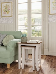 Laura Ashley Soft Truffle Dark Chestnut Hapton Nest Of 2 Tables - Image 1 of 5