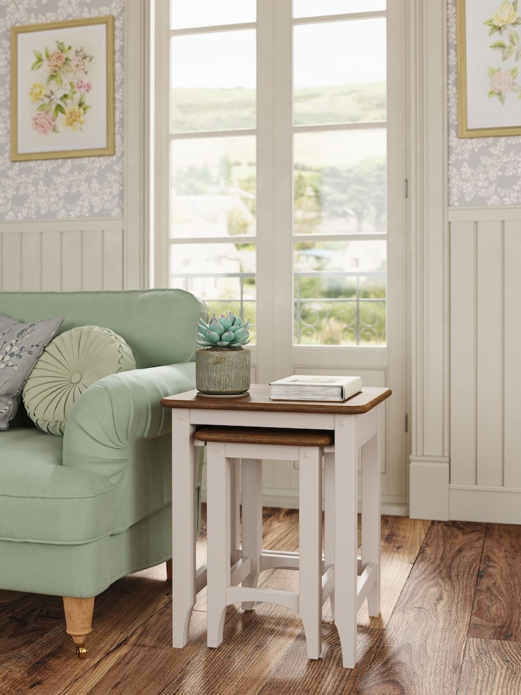 Laura Ashley Soft Truffle Dark Chestnut Hapton Nest Of 2 Tables - Image 1 of 5