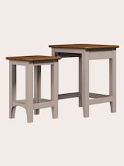 Laura Ashley Soft Truffle Dark Chestnut Hapton Nest Of 2 Tables - Image 4 of 5