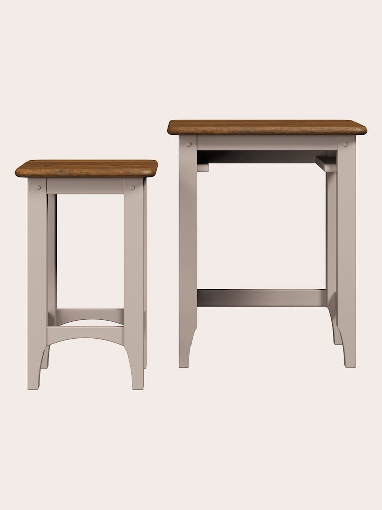 Laura Ashley Soft Truffle Dark Chestnut Hapton Nest Of 2 Tables - Image 5 of 5