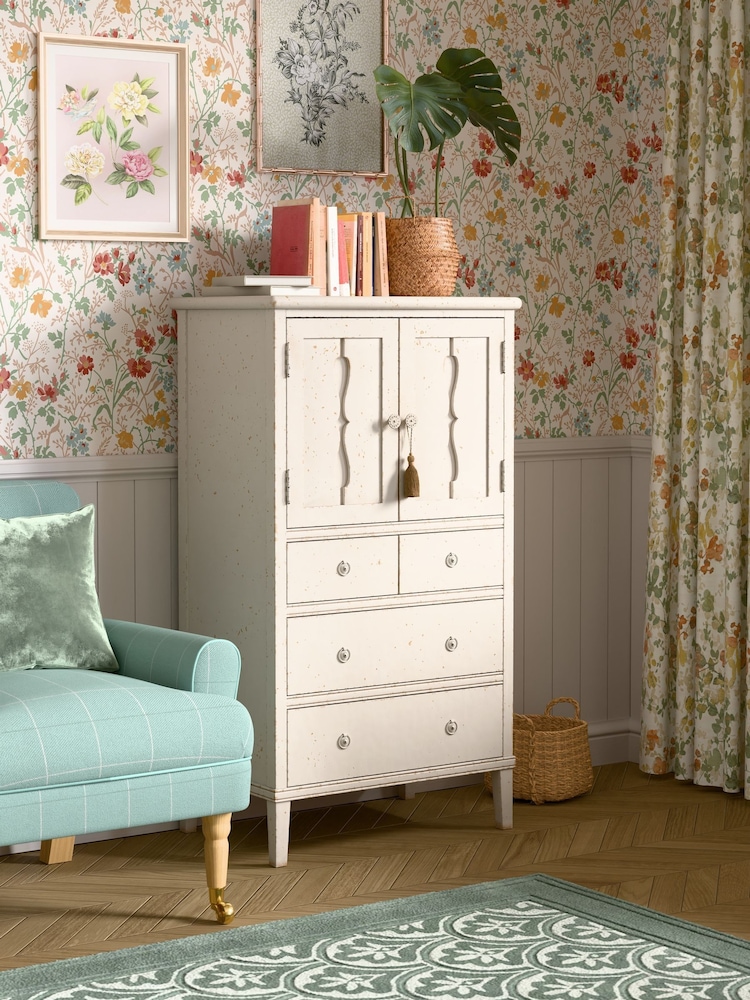 Laura Ashley Antique White Annaside 2 Door 4 Drawer Cabinet - Image 1 of 6