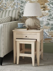 Laura Ashley Washed Oak Calford 1 Drawer Nest Of Tables - Image 1 of 5