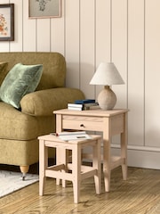 Laura Ashley Washed Oak Calford 1 Drawer Nest Of Tables - Image 2 of 5