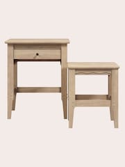 Laura Ashley Washed Oak Calford 1 Drawer Nest Of Tables - Image 5 of 5