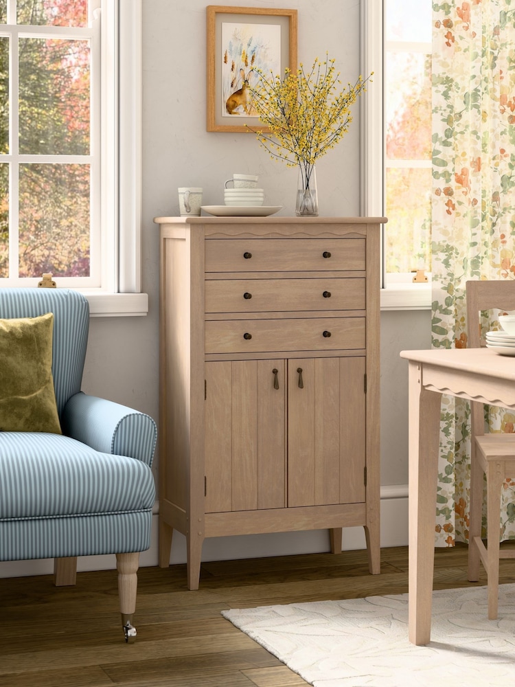 Laura Ashley Washed Oak Calford 2 Door 3 Drawer Cabinet - Image 2 of 6