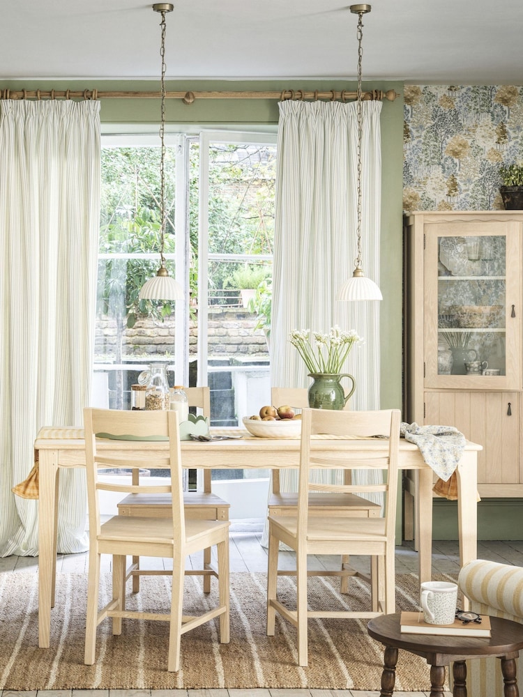 Laura Ashley Washed Oak Calford 4-6 Seater Fixed Dining Table - Image 1 of 5