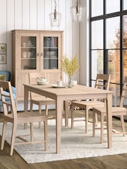 Laura Ashley Washed Oak Calford 4-6 Seater Fixed Dining Table - Image 2 of 5