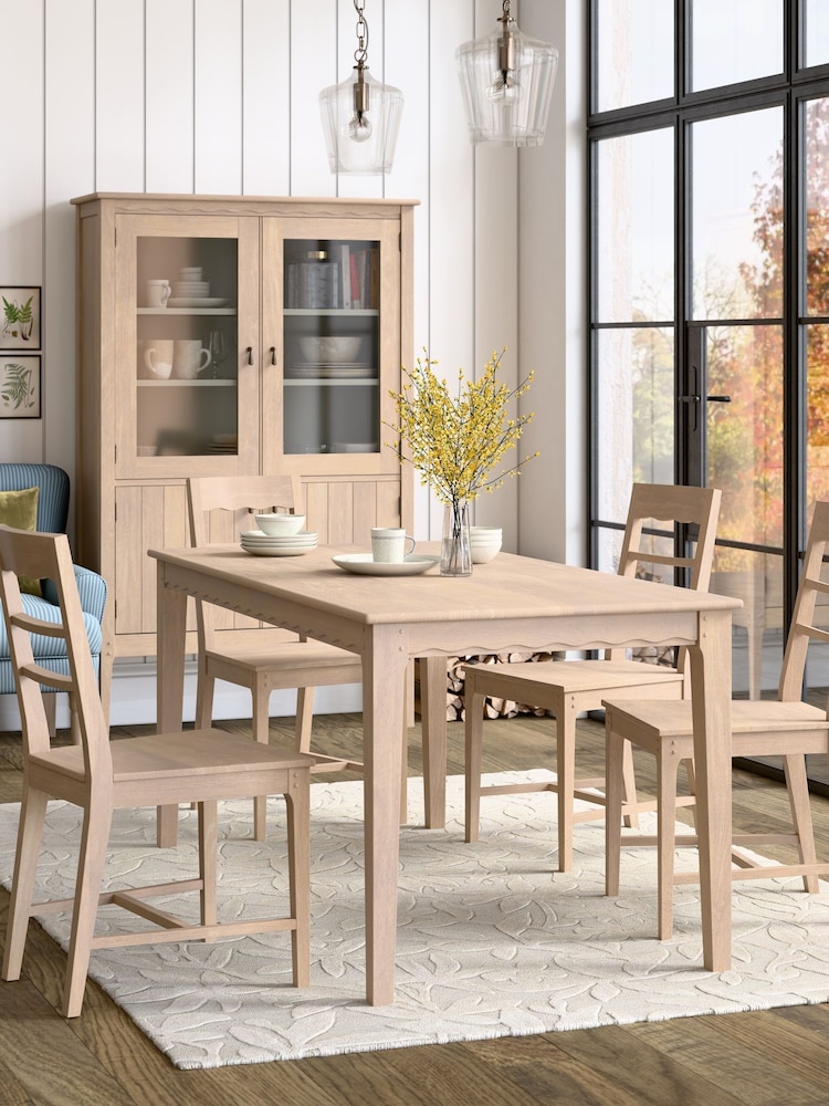 Laura Ashley Washed Oak Calford 4-6 Seater Fixed Dining Table - Image 2 of 5