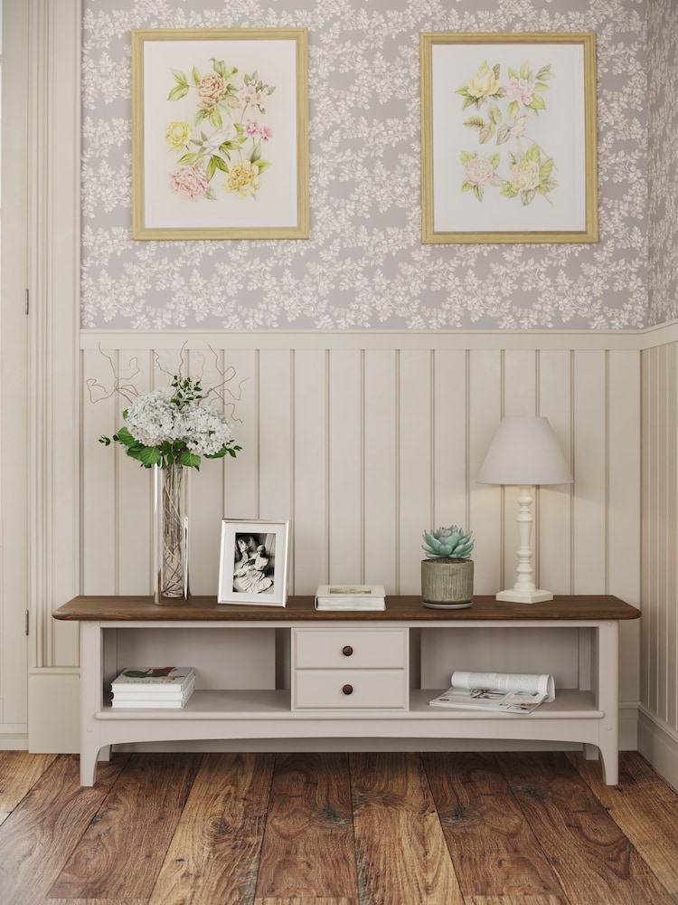 Laura Ashley Soft Truffle Dark Chestnut Hapton TV Up to 65 inch Unit - Image 1 of 5