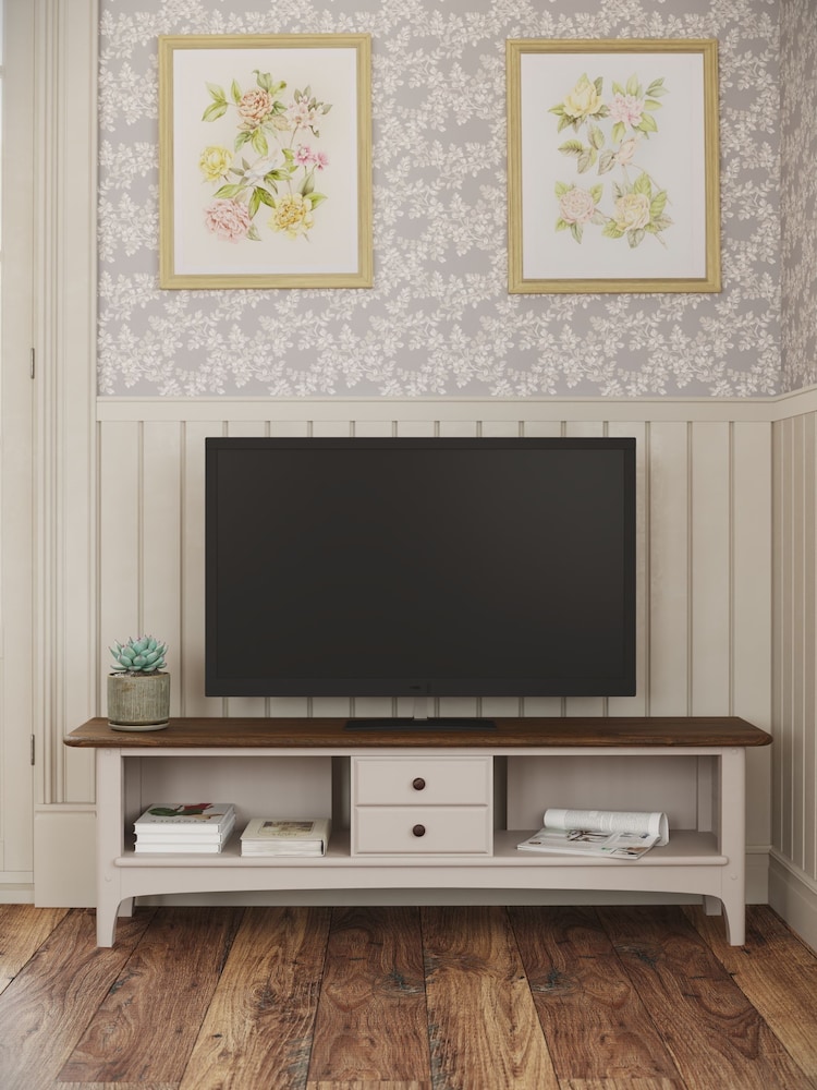 Laura Ashley Soft Truffle Dark Chestnut Hapton TV Up to 65 inch Unit - Image 2 of 5