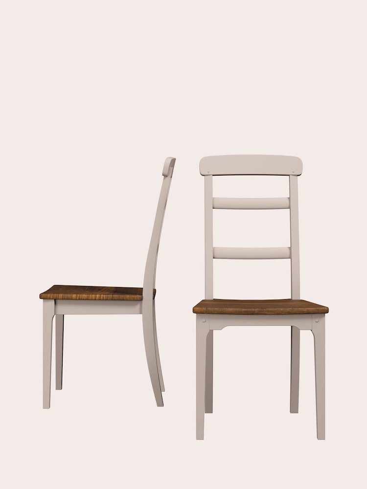 Laura Ashley Soft Truffle Dark Chestnut Hapton Pair Of Dining Chairs - Image 2 of 4