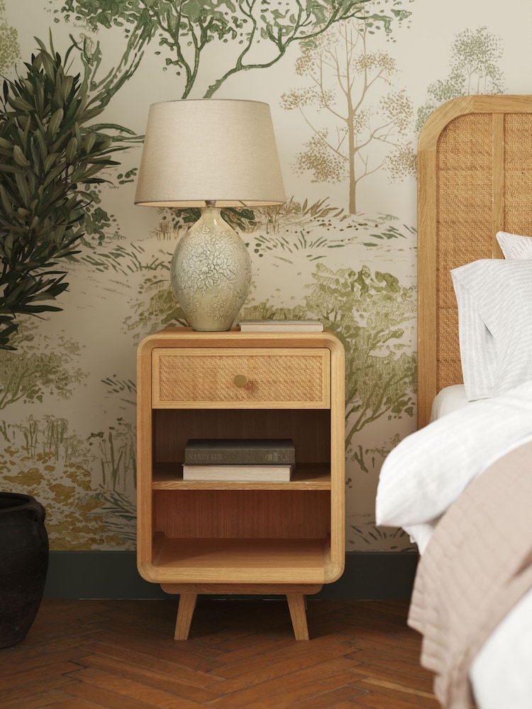 Laura Ashley Oak Millen 1 Drawer Bedside Chest - Image 1 of 4