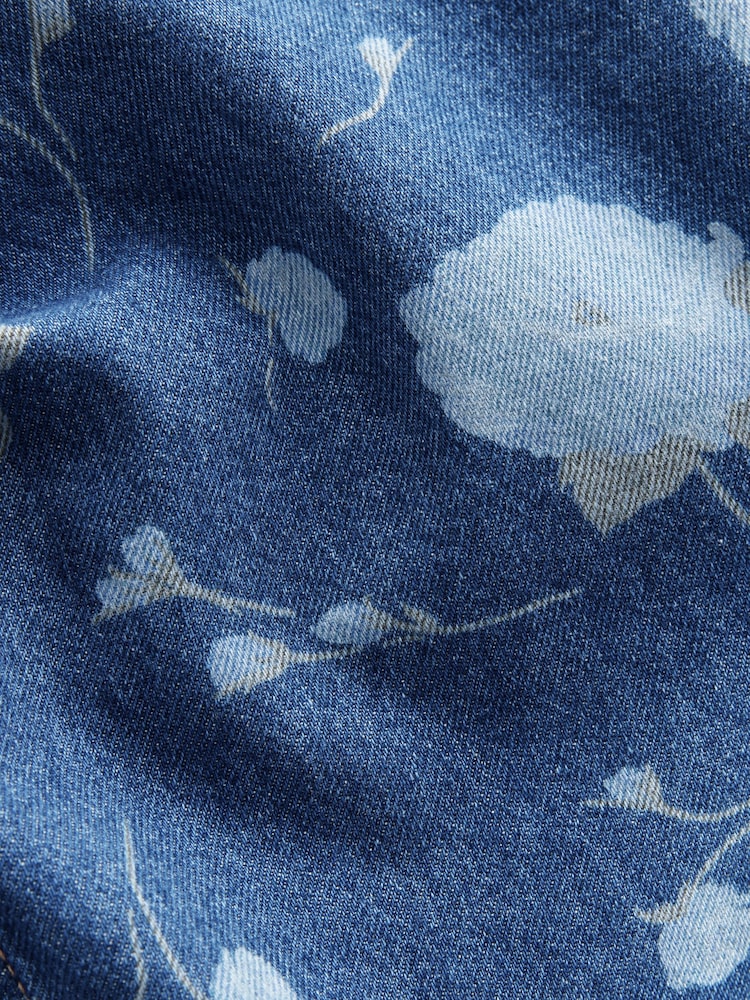 Bleu foncé imprimé floral - 100% Coton Coupe droite Jeans - Image 8 of 8