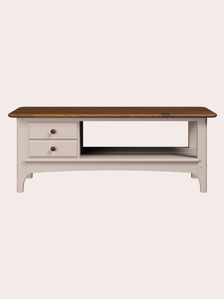 Laura Ashley Soft Truffle Dark Chestnut Hapton 2 Drawer Coffee Table - Image 2 of 4
