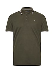 BadRhino Big & Tall Green Tipped Core 100% Cotton Polo Shirt - Image 2 of 3