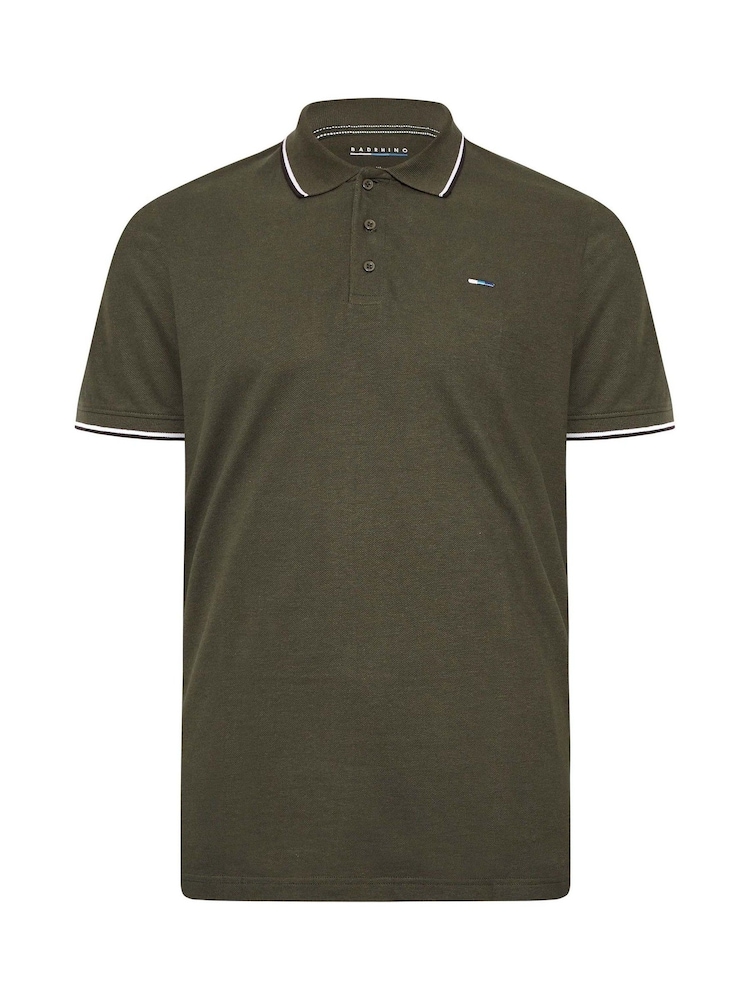 BadRhino Big & Tall Green Tipped Core 100% Cotton Polo Shirt - Image 2 of 3