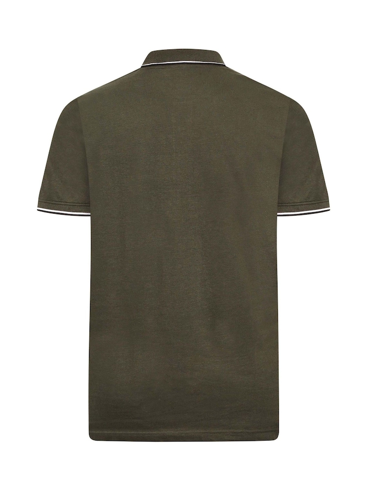 BadRhino Big & Tall Green Tipped Core 100% Cotton Polo Shirt - Image 3 of 3