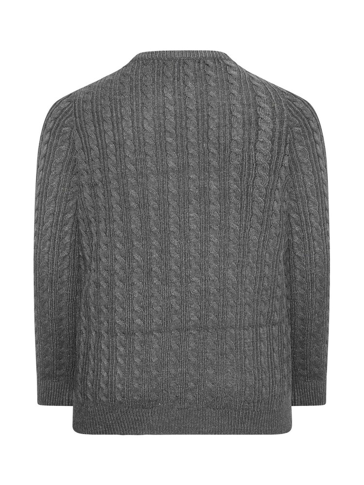 BadRhino Big & Tall Grey Cable Jumper - Image 3 of 3 BadRhino Big & Tall Grey Cable Jumper - Image 3 of 3