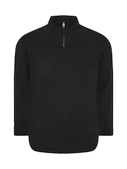 BadRhino Big & Tall Black Milano Quarter Zip 100% Cotton Jumper - Image 2 of 3