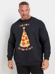 BadRhino Big & Tall Blue Merry Crustmas Christmas Sweatshirt - Image 1 of 3