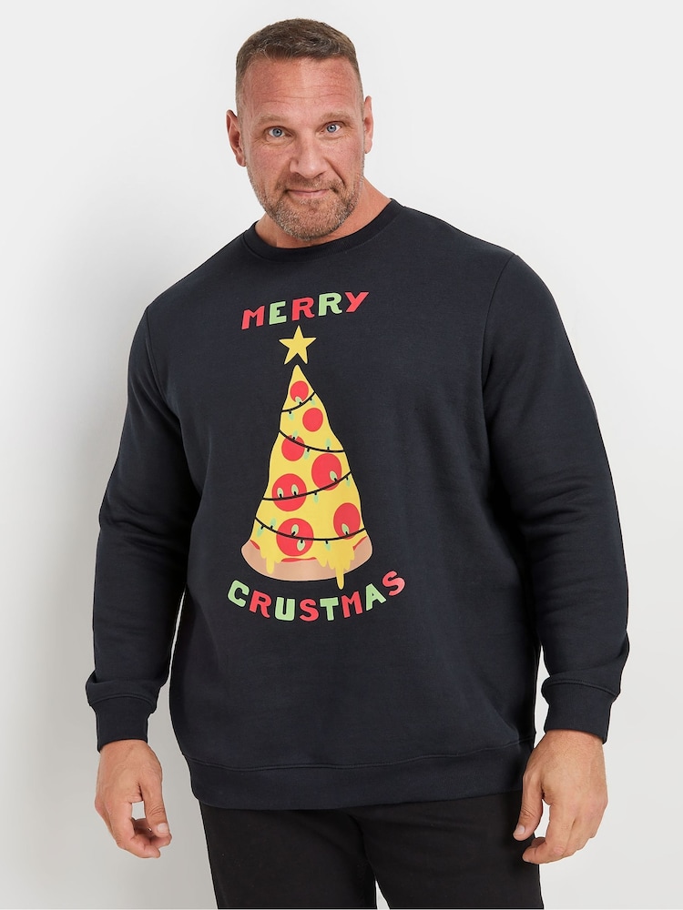 BadRhino Big & Tall Merry Crustmas Christmas Sweatshirt - Imagen 1 de 3 BadRhino Big & Tall Merry Crustmas Christmas Sweatshirt - Imagen 1 de 3