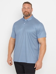 BadRhino Big & Tall Blue Golf Geometric Print Polo Shirt - Image 1 of 3