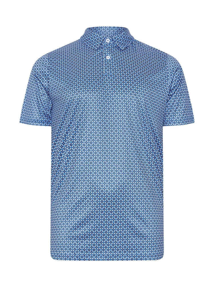 BadRhino Big & Tall Blue Golf Geometric Print Polo Shirt - Image 2 of 3