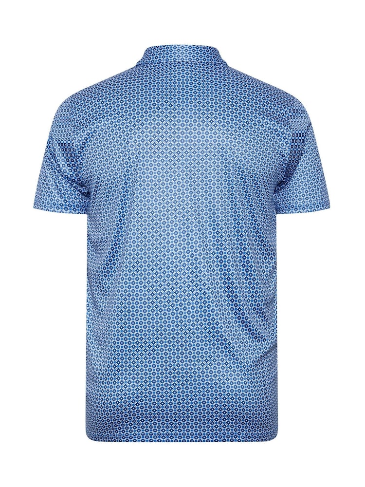 BadRhino Big & Tall Blue Golf Geometric Print Polo Shirt - Image 3 of 3