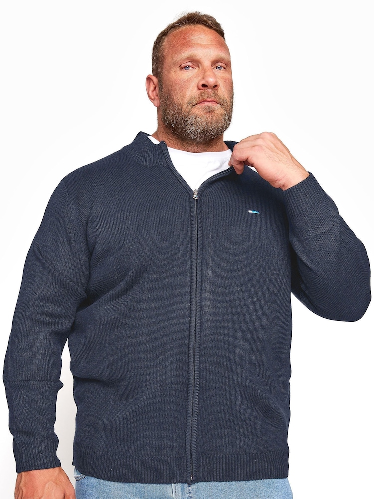 BadRhino Big & Tall Blue Full Zip Knitted Jumper - Image 1 of 3 BadRhino Big & Tall Blue Full Zip Knitted Jumper - Image 1 of 3