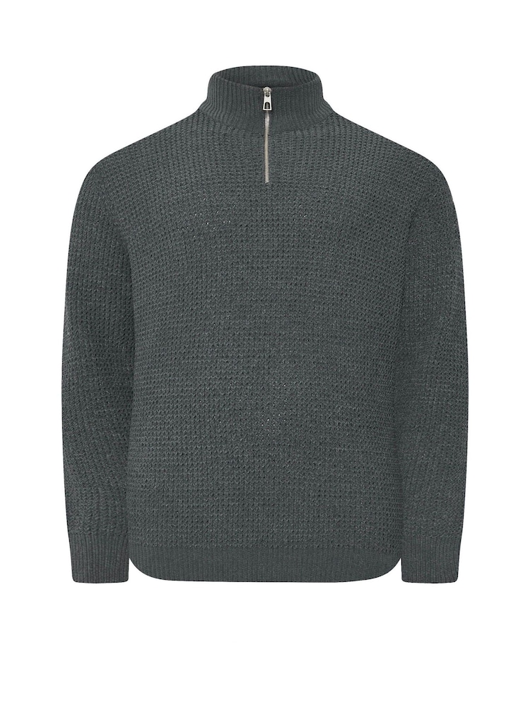 BadRhino Big & Tall Grey Chenile Quarter Zip Jumper - Image 2 of 3