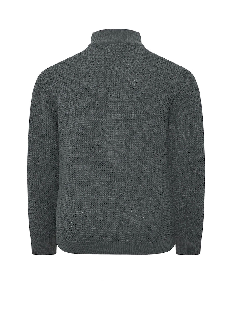 BadRhino Big & Tall Grey Chenile Quarter Zip Jumper - Image 3 of 3