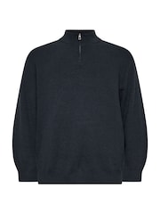 BadRhino Big & Tall Navy Blue Milano Quarter Zip Knit 100% Cotton Jumper - Image 2 of 3