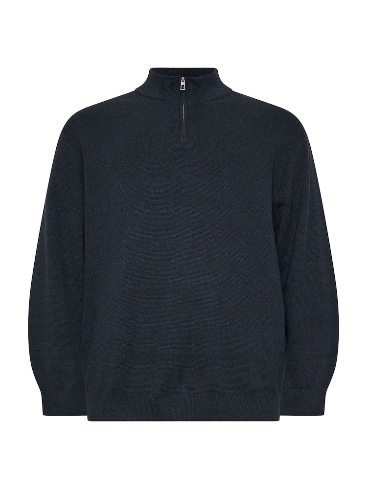 BadRhino Big & Tall Navy Blue Milano Quarter Zip Knit 100% Cotton Jumper - Image 2 of 3