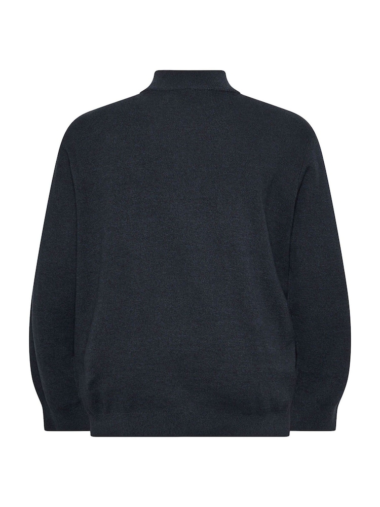 BadRhino Big & Tall Navy Blue Milano Quarter Zip Knit 100% Cotton Jumper - Image 3 of 3