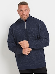 BadRhino Big & Tall Blue Chenille Quarter Zip Jumper - Image 1 of 3