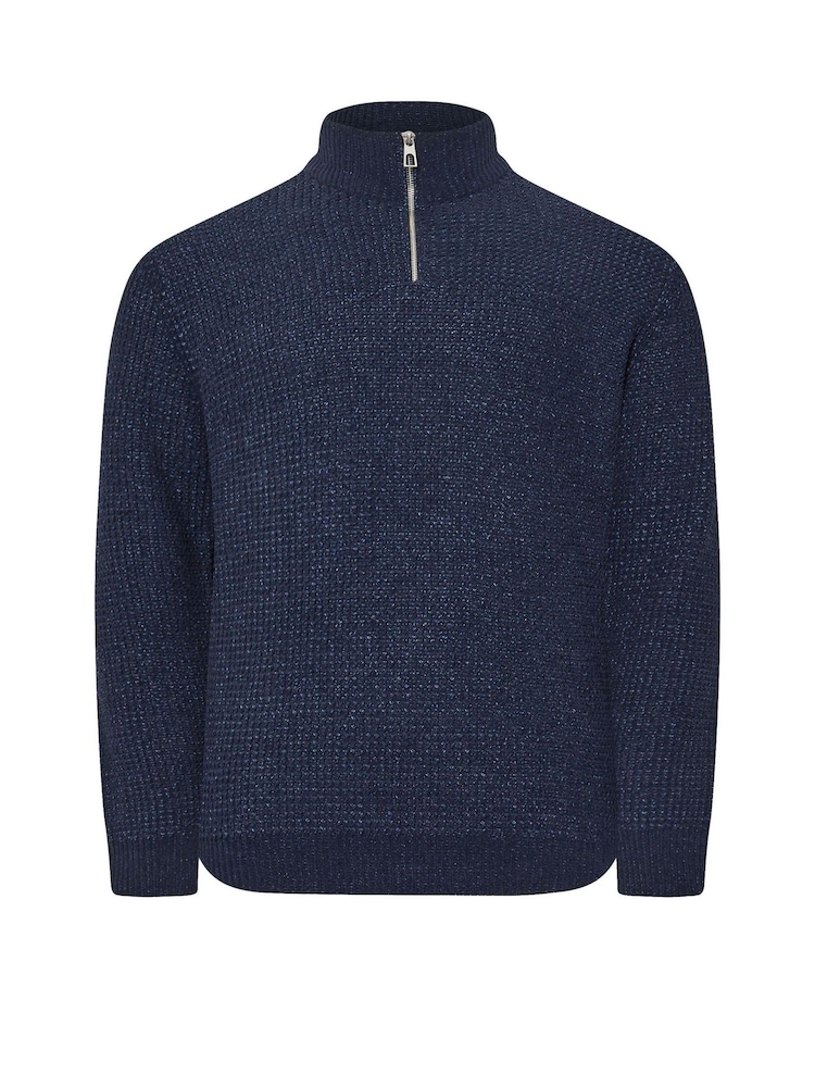 BadRhino Big & Tall Blue Chenille Quarter Zip Jumper - Image 2 of 3