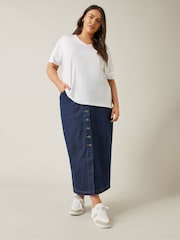 Blau - Evans Blue Button Through Skirt - Bild 2 von 4