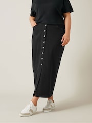 Schwarz - Evans Blue Button Through Skirt - Bild 1 von 4