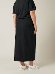 Schwarz - Evans Blue Button Through Skirt - Bild 2 von 4