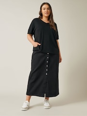 Schwarz - Evans Blue Button Through Skirt - Bild 3 von 4